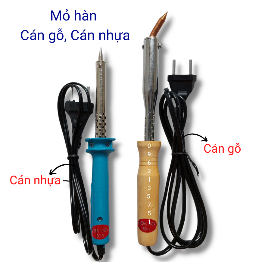 Mỏ hàn điện 40w 60w 80w cán gỗ - cán nhựa