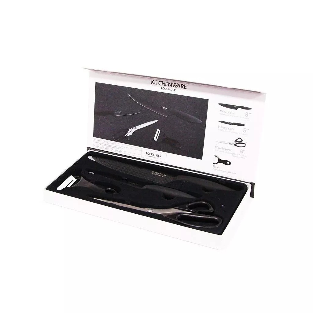 Bộ Dao Nhà Bếp Cao Cấp 4 Món Lock&Lock Kitchen Knife Set - Màu Đen