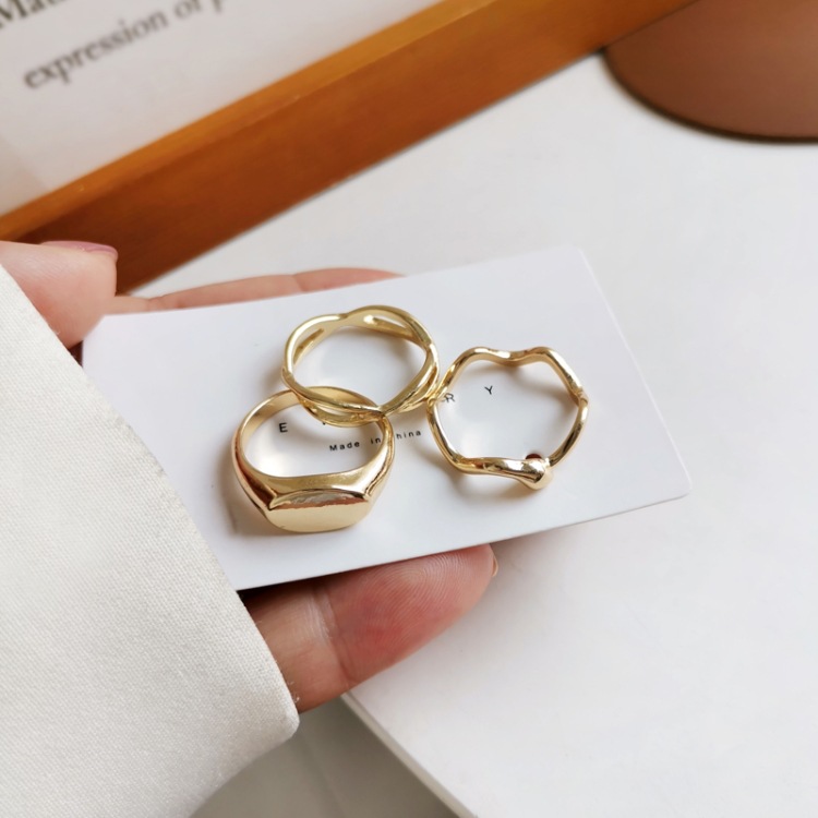 Set nhẫn basic mặt dẹt, 3 chiếc kiểu dáng đơn giản, cá tính Her Jewelry N24