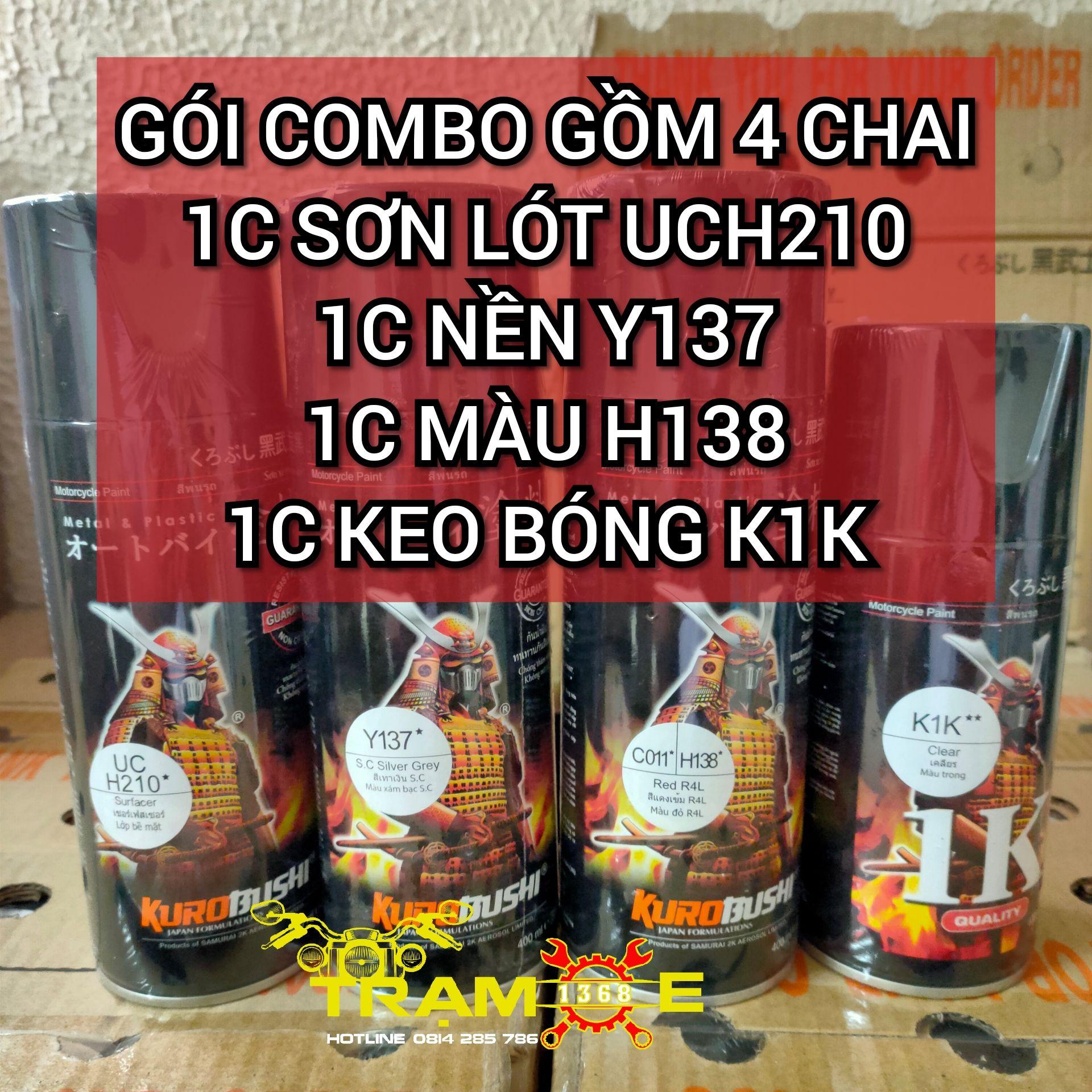 SƠN SAMURAI GÓI COMBO SƠN MÀU ĐỎ ĐÔ HONDA GỒM 4 CHAI