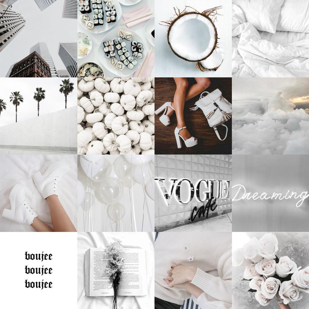 [FREESHIP EXTRA] 12 tấm Wall Collage - theme Trắng ngà xám