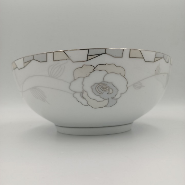 Premium Silver Rose long sleeved rice noodle soup bowl