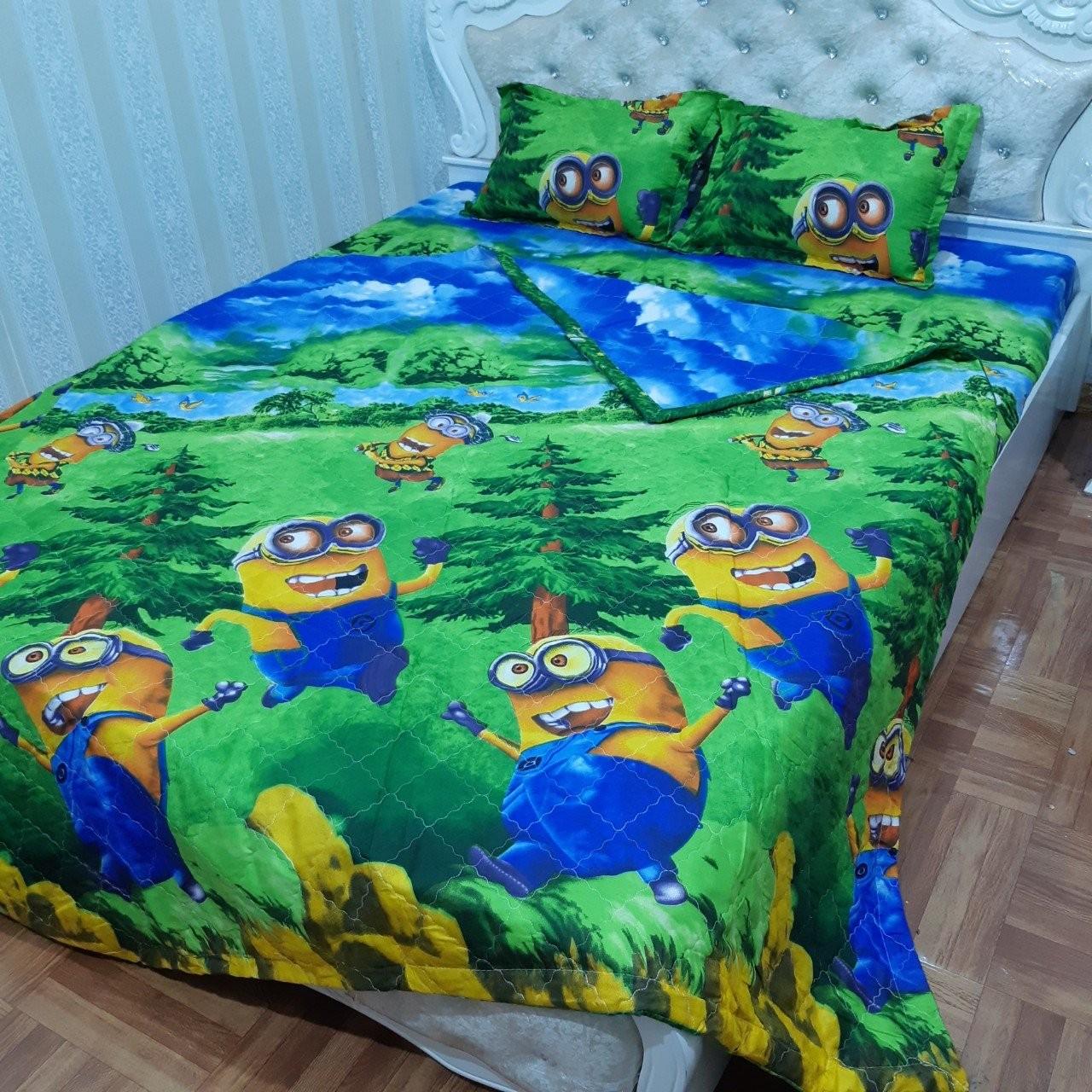 Bộ Ga Gối Cotton Polyester( 1 Ga Bọc và 2 Áo Gối Nằm) Mẫu Rừng Xanh