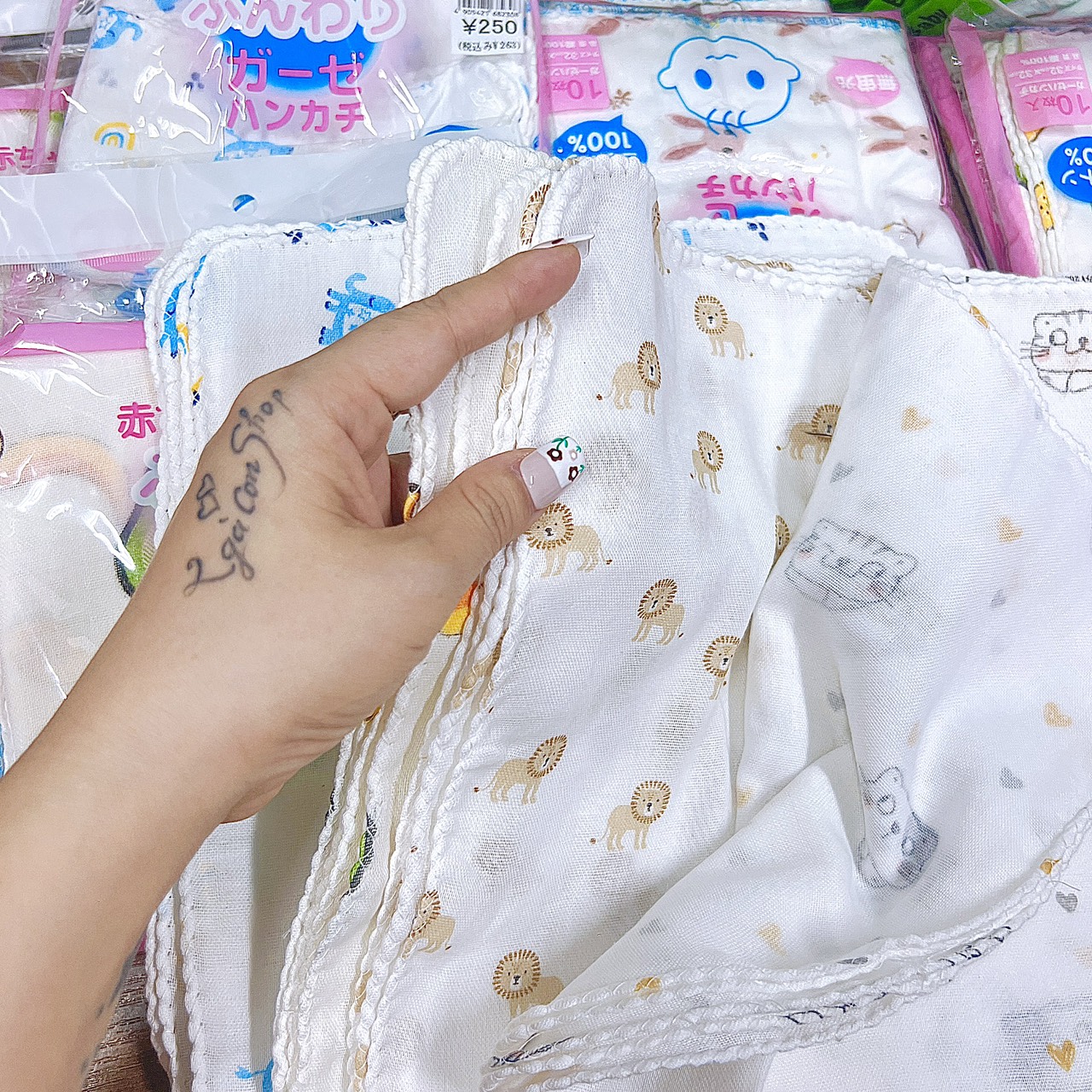 Khăn sữa xô nhật họa tiết set 10 chiếc
