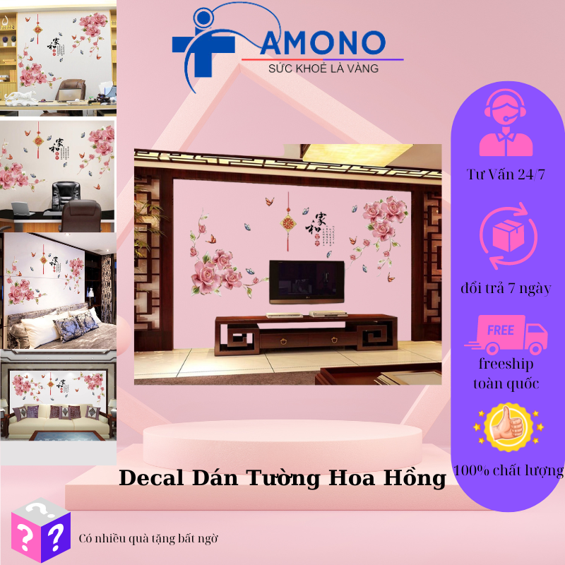 Sezzi lớn-decal dán tường Hình hoa hồng Lớn,Giấy dán tường hoa hồng