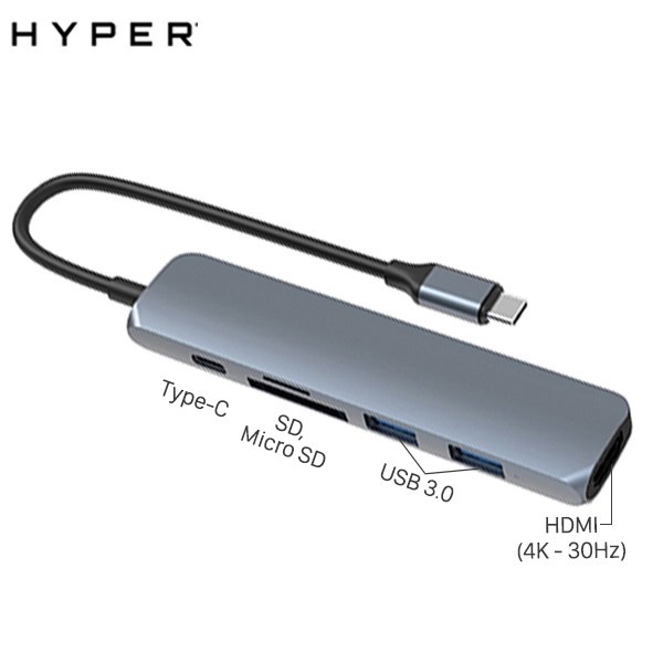 Cổng Chuyển HyperDrive Bar 6IN1 For Macbook/Surface/PC/iPhone 15 - HD22E