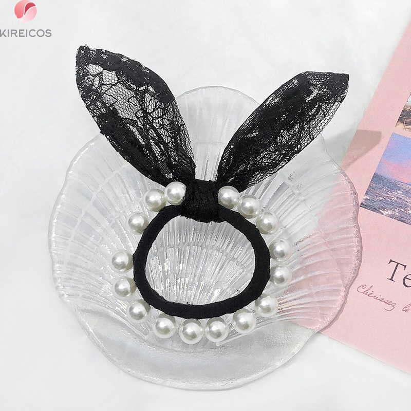 [HCM]Cột Tóc Đính Châu Tai Thỏ Ren Siêu Xinh - kireicos