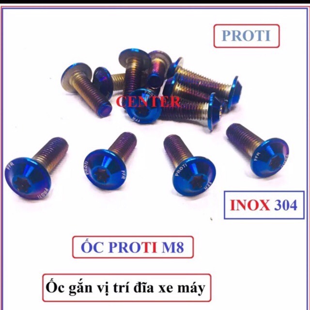 [ 5 Ốc Proti 8 ly ] Bộ 5 ốc 8 ly proti gắn đĩa xe máy