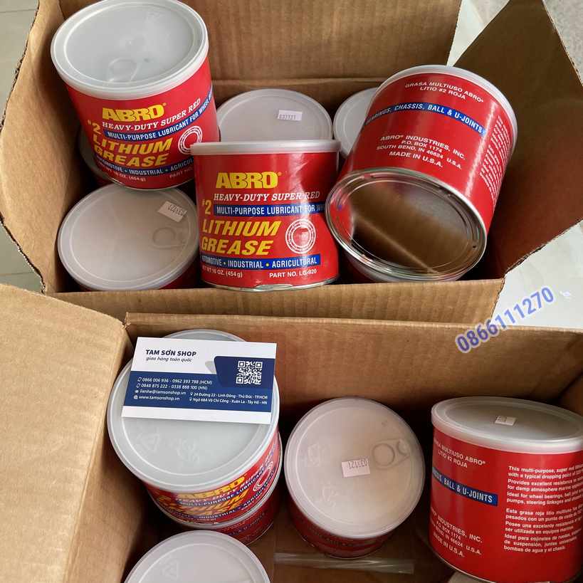 Mỡ bò bôi trơn Abro Super Red Lithium Grease 454g