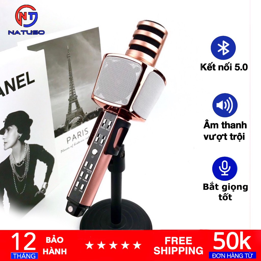 Micro hát karaoke Bluetooth SD17 cao cấp - Mic cầm tay mini, Micro hát karaoke Bluetooth kèm loa không dây SD17- Bass cực chuẩn hỗ trợ cổng cắm thẻ nhớ jack 3.5mm, Nghe Nhạc Cực Hay, Mic Bắt Giọng Rất Tốt