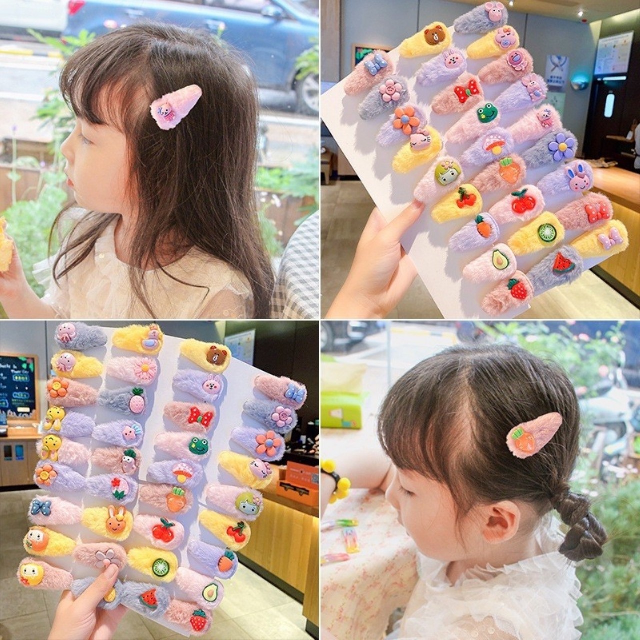 [HCM]Set 5 kẹp tóc lông nhung cho bé siêu xinh phong cách tiểu thư
