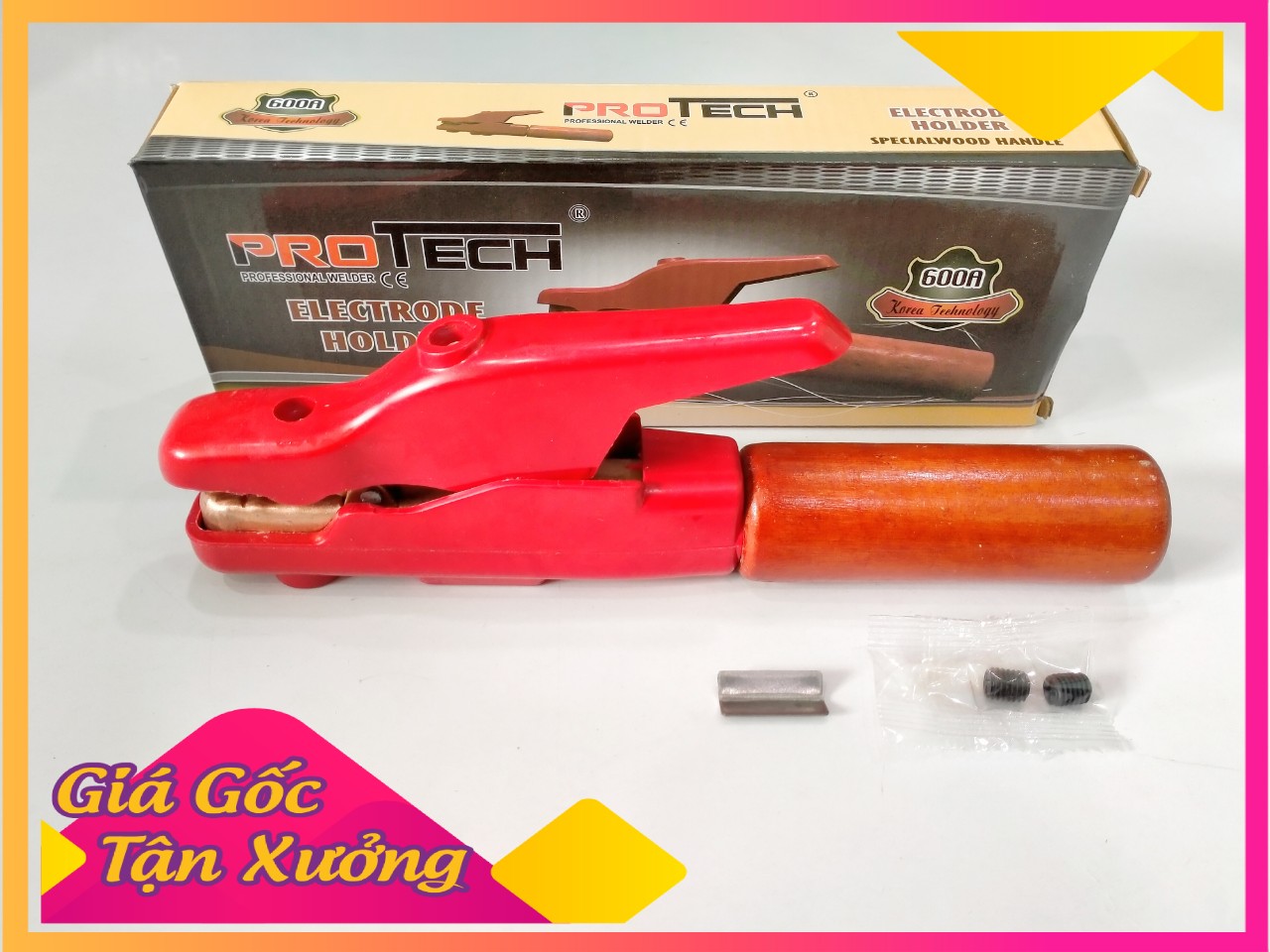 Kiềm hàn cán gỗ, kiềm hàn tay gỗ 600A Protech