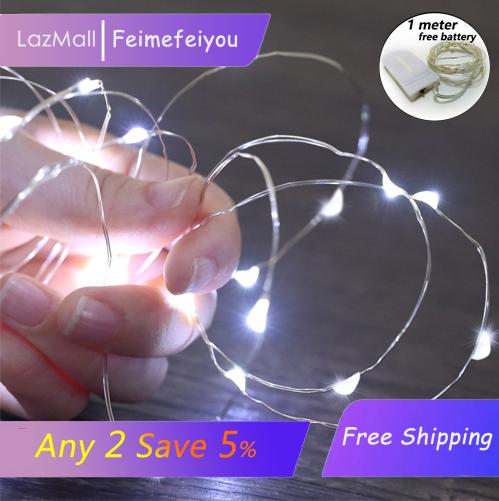 christmas lights christmas decorations Decoration LED strip light holiday light 1 meter 10 led beads silver wire with free button battery