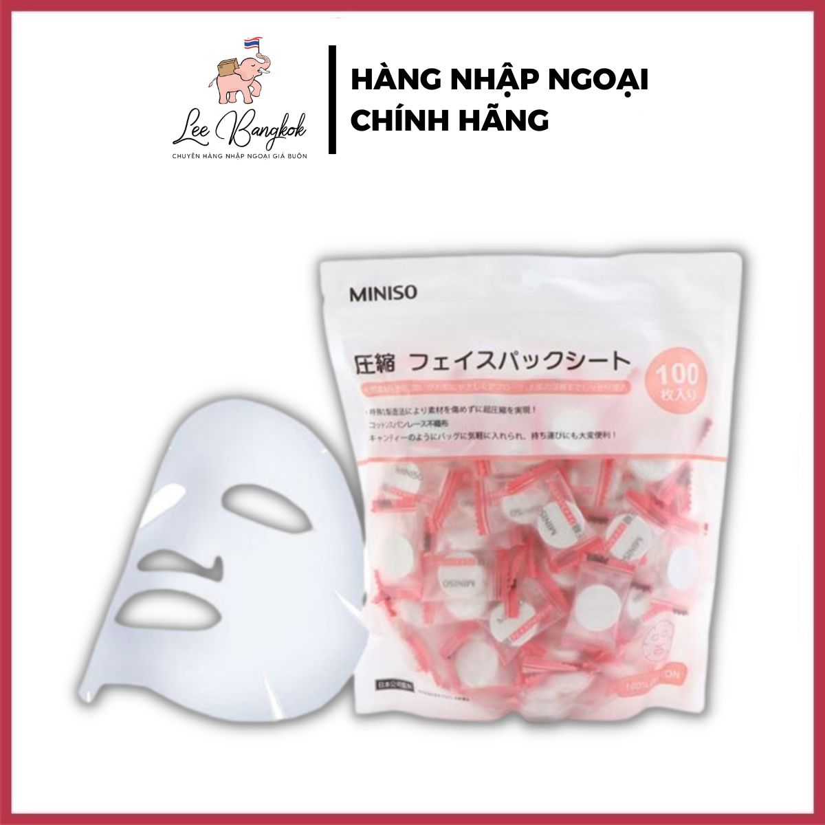 Mặt nạ giấy nén miniso nhật bản bán nguyên gói 100 viên mask mặt nạ giấy miniso - lee bangkok
