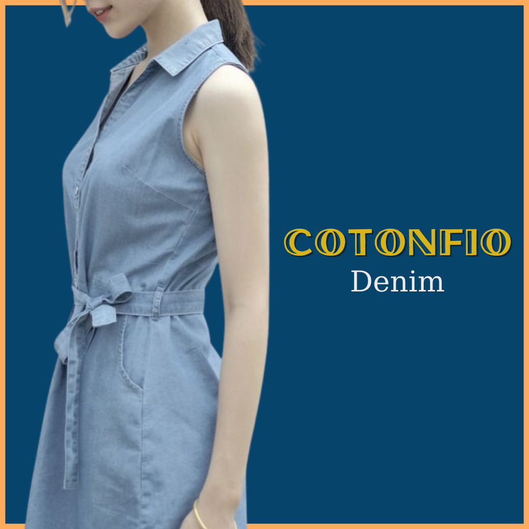 Đầm nữ thắt nơ eo chất đẹp dáng suông – 8050 – Cotonfio