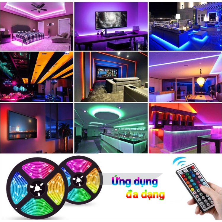 Cuộn đèn Led dây dán 5m đổi nhiều màu (RGB) + Nguồn + Remote điều khiển