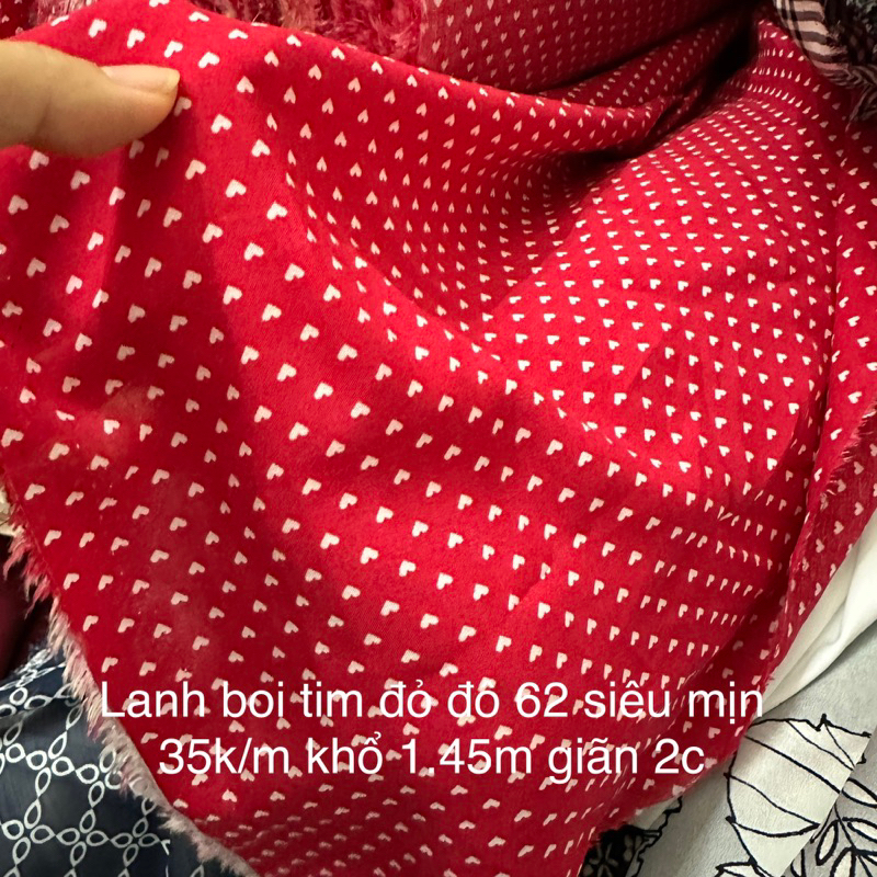 Vải Lanh mỏng nhẹ hoa nhí , nền hồng lanh Boi Hàn Quốc -Vải siêu mềm mại , mát mẻ - 100% chất cotton