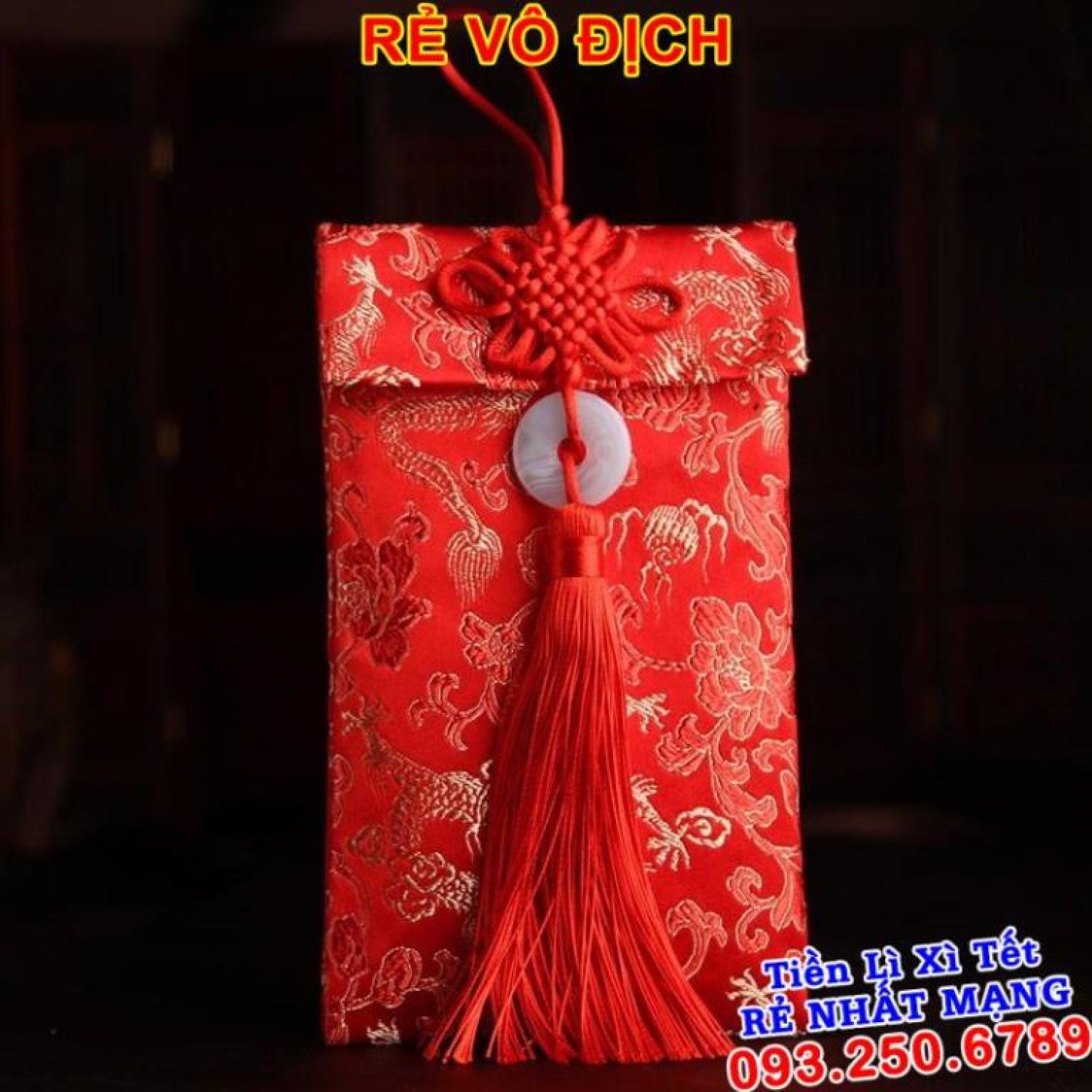 {TRỢ GIÁ} Bao lì xì gấm - HOA VĂN RỒNG NGỌC BỘI DỌC