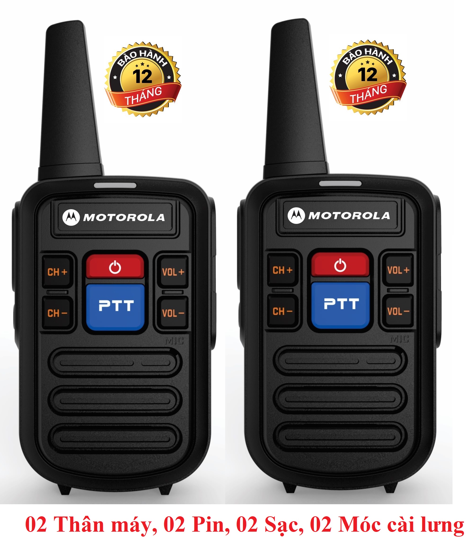 Bộ 2 Bộ đàm siêu nhỏ Motorola GP800 (chất lượng khủng, 2 phím bấm PTT tiện dụng, Sạc Type C)