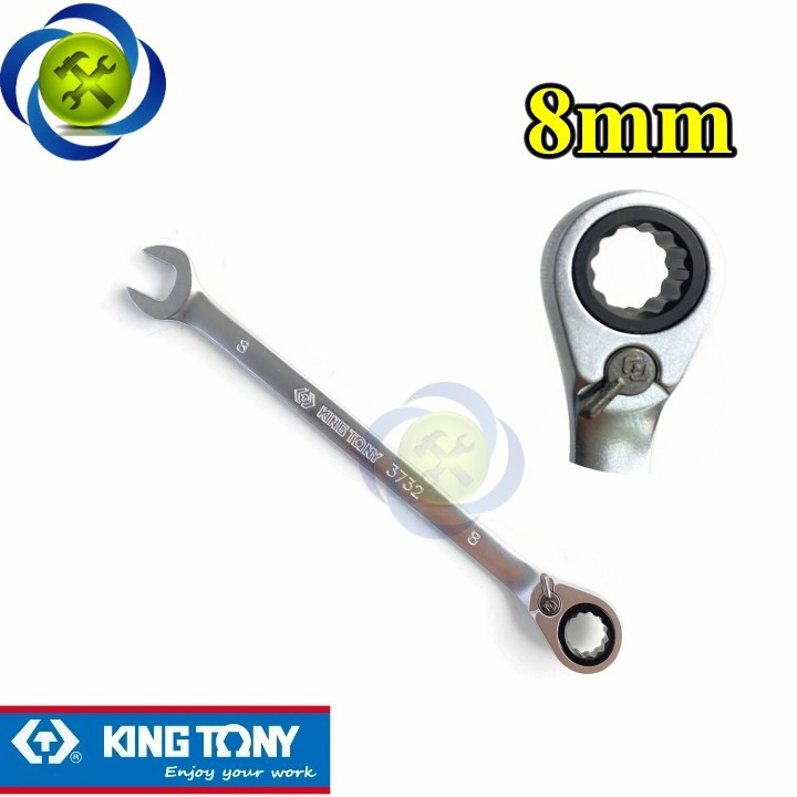 Cờ lê vòng miệng tự động có khóa gạt kingtony 3732