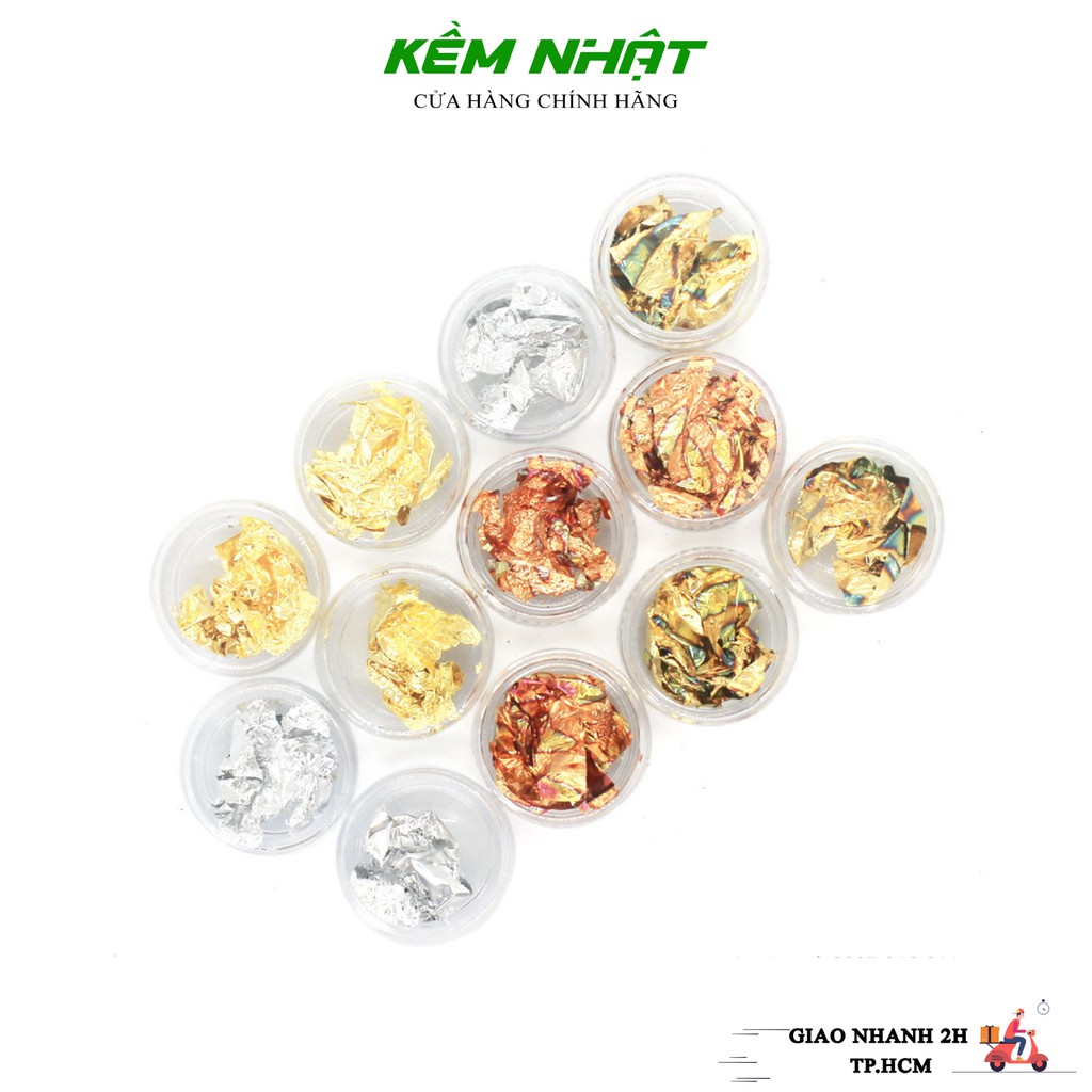Set giấy bạc vụn trang trí móng 12 ô