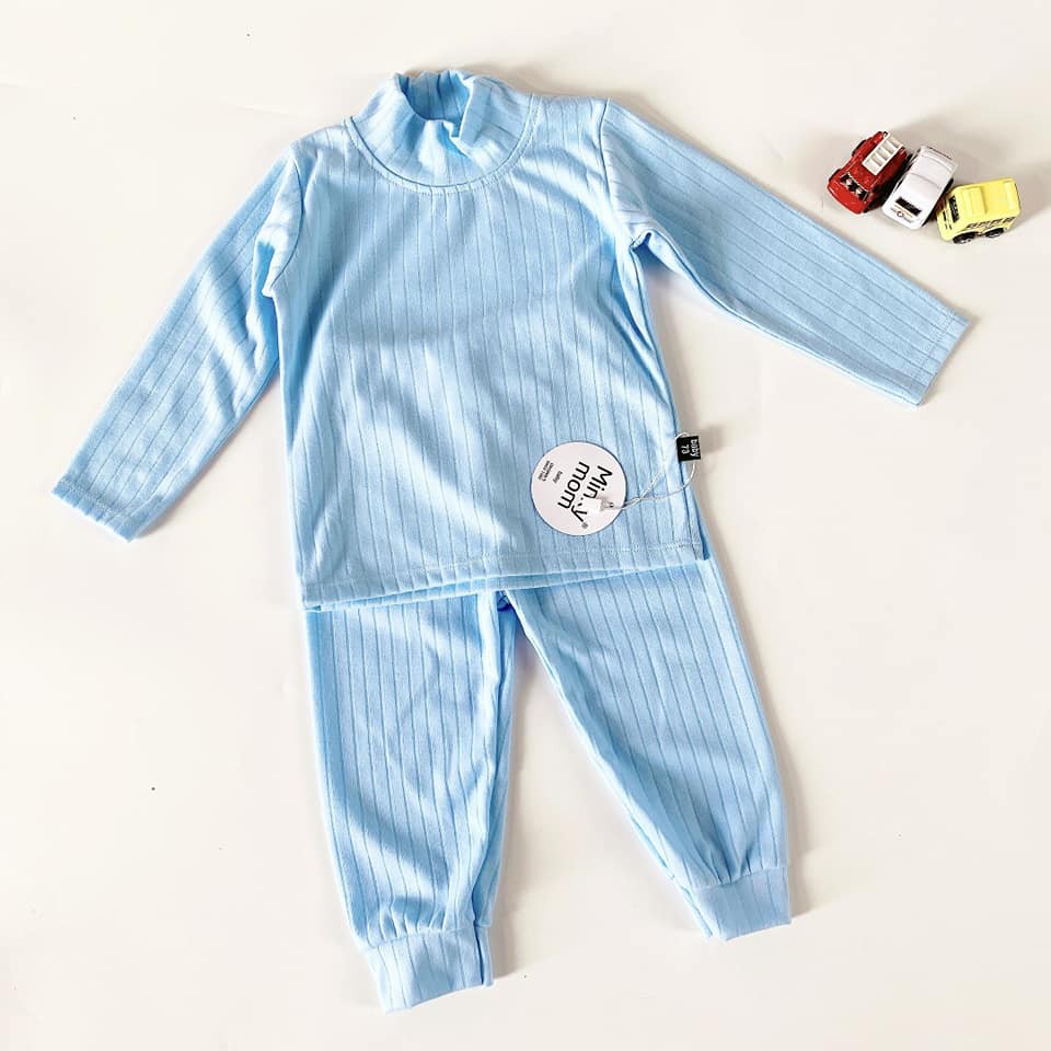 Bộ dài tay cổ 3 phân Minky Mom chất gân đũa trơn