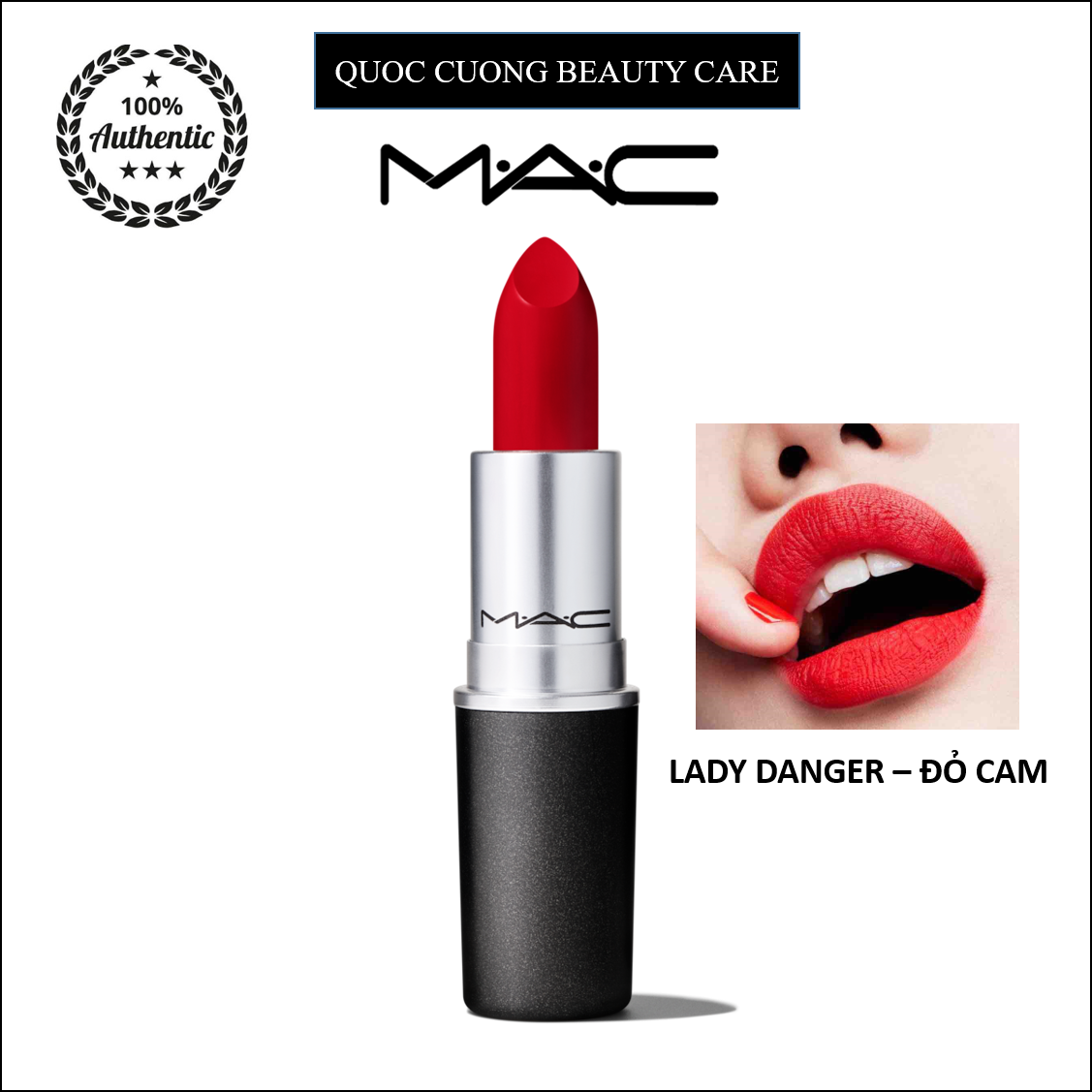 Son Thỏi Cao Cấp MAC Matte Lipstick 3g 607 Lady Danger màu Đỏ cam