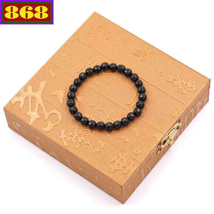 Vòng đeo tay đá thạch anh Đen cắt giác 6 ly 25 hạt kèm hộp gỗ - Chuỗi đeo tay đá phong thủy - Size nhỏ, phù hợp cho nữ
