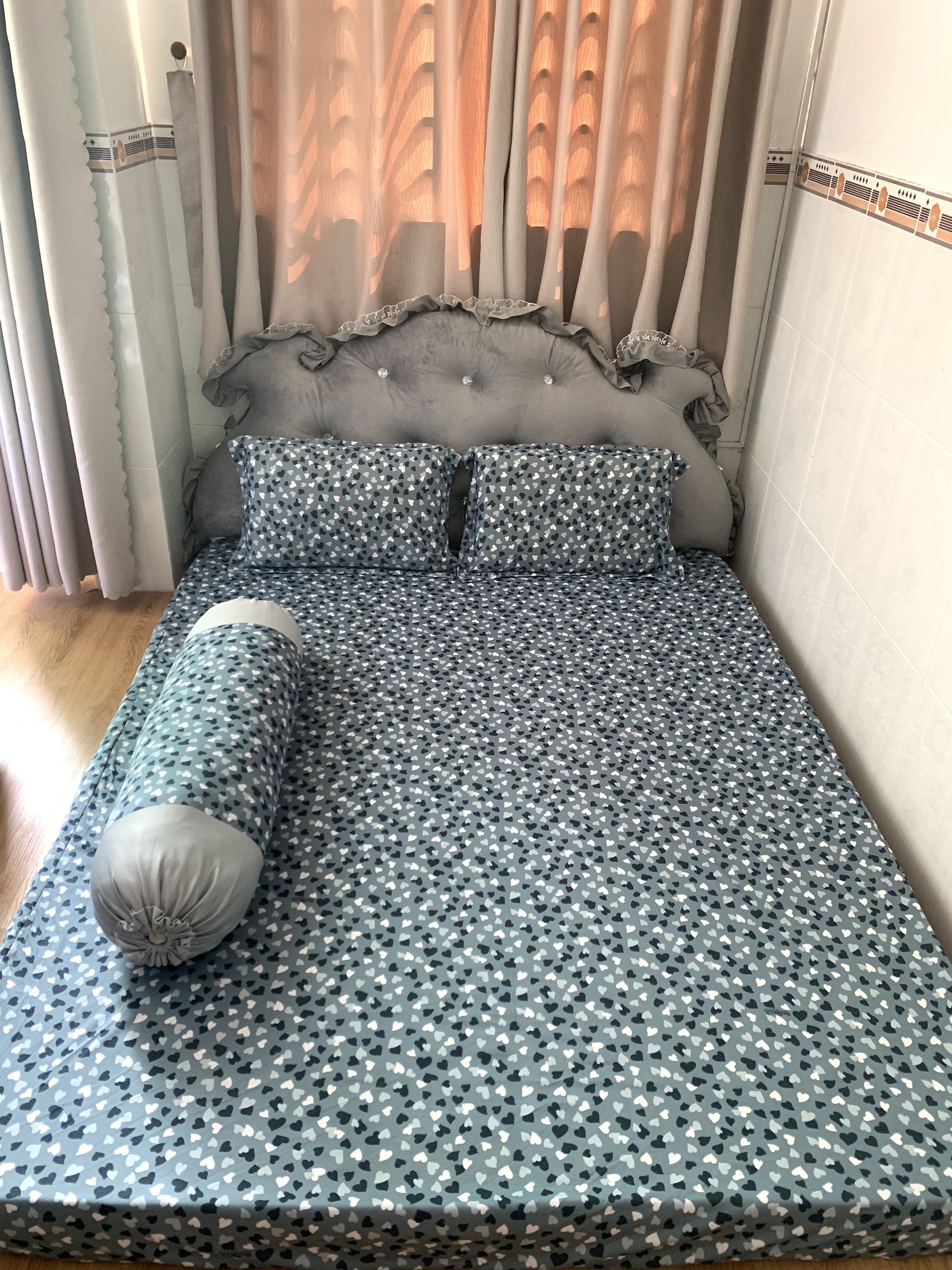 Bộ drap thun Hàn quốc mẫu trái tim