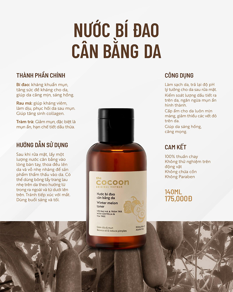 [HCM]Nước Bí Đao Cân Bằng Da Cocoon 140ml