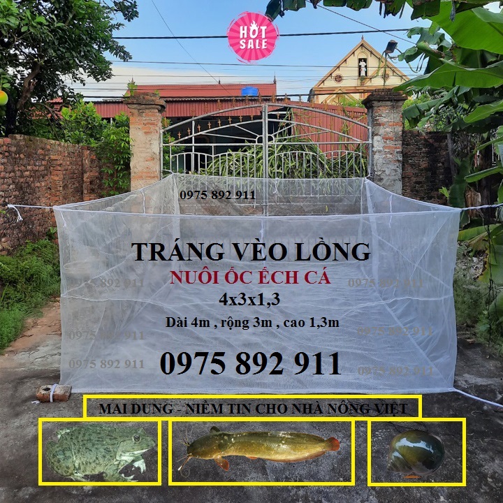 Tráng vèo lồng nuôi ốc ếch cá