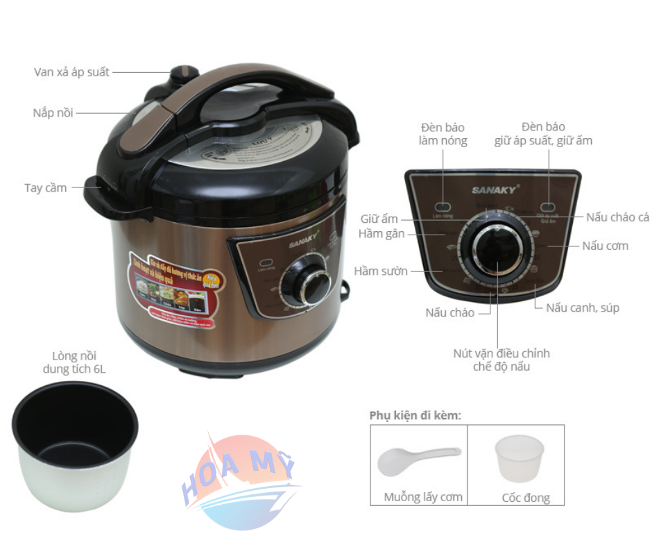 Nồi áp suất điện SANAKY SNK-64C - 6 Lít