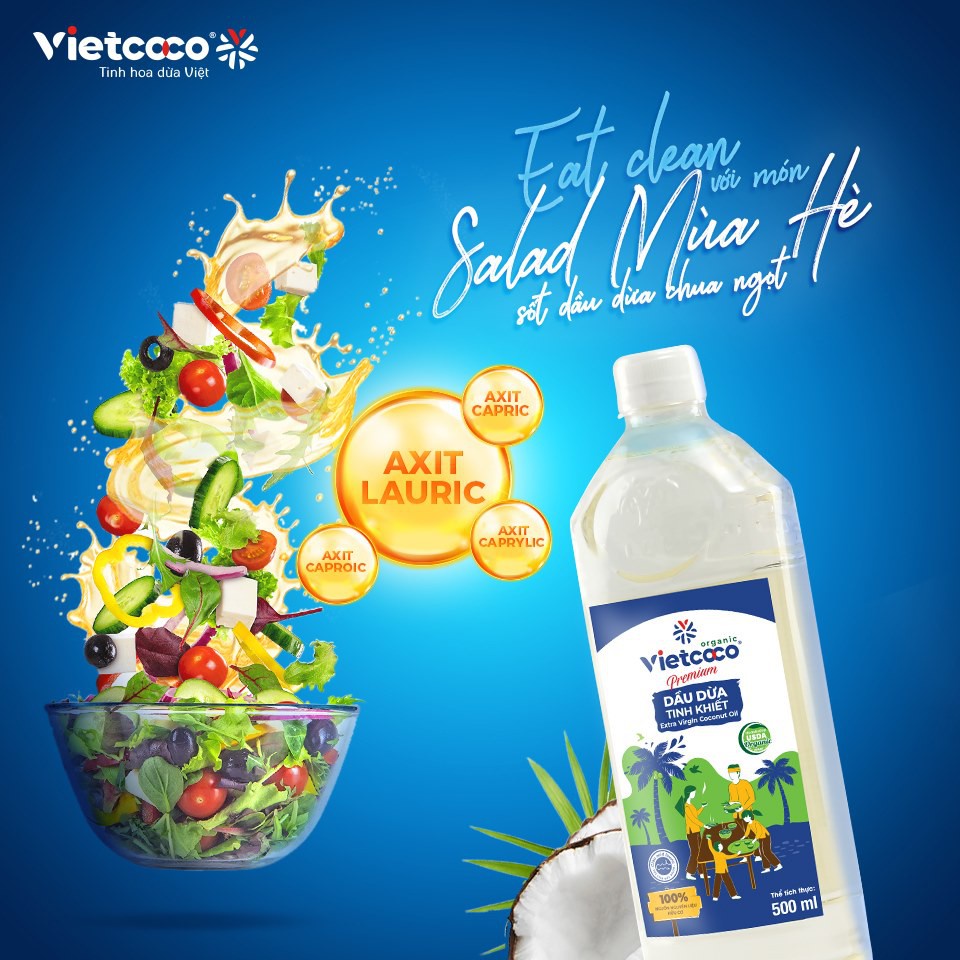 Dầu dừa tinh khiết Organic VIetcoco (thực phẩm) - chai 250ml, 500ml, 1lit.....