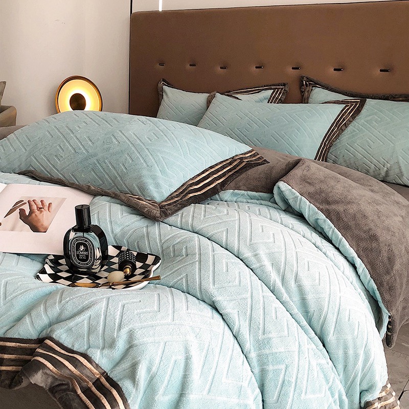 Bộ chăn ga nỉ Hlhome bedding dệt hình thoi siêu mịn