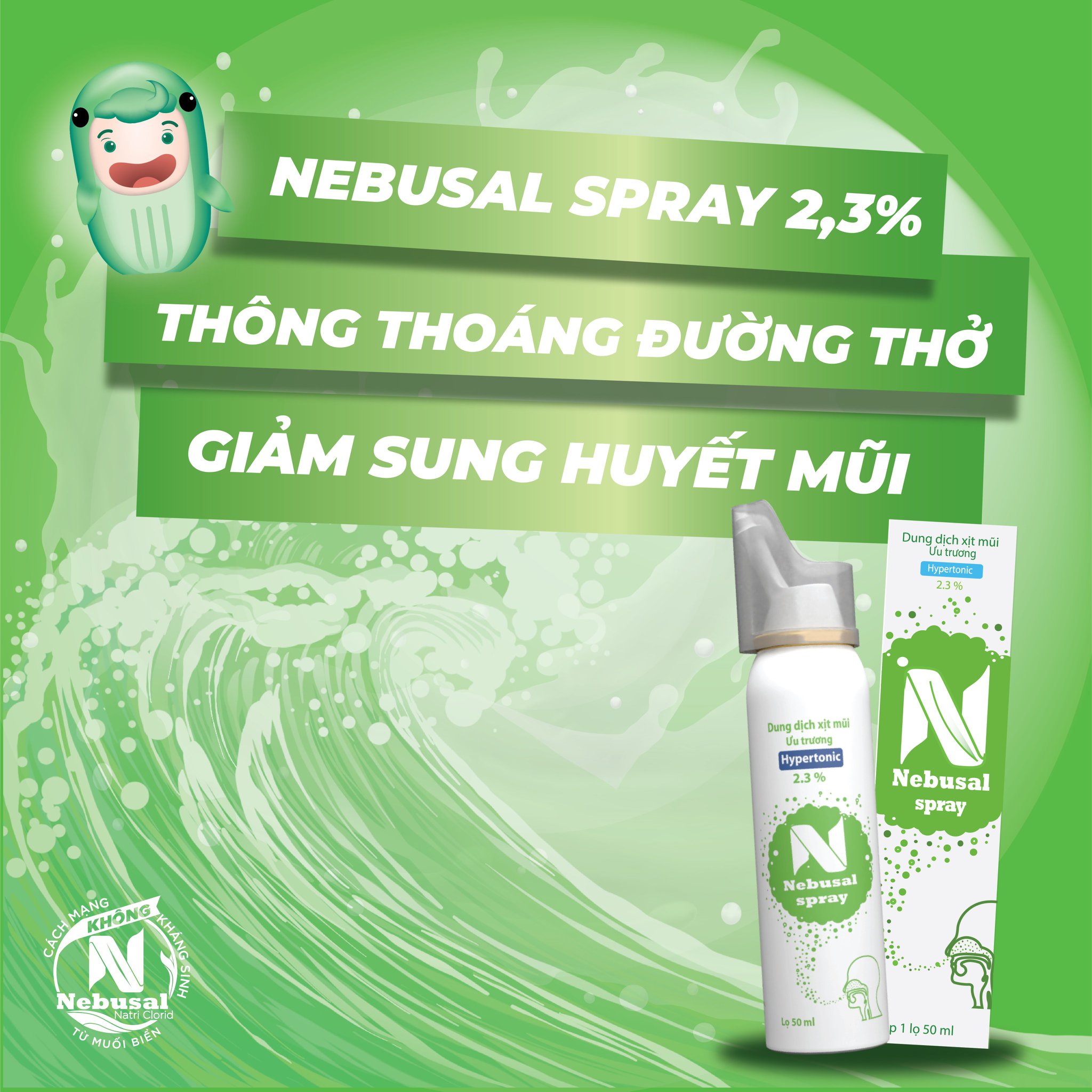 Xịt Rửa Mũi Nebusal Spray Giảm Nghẹt Mũi Và Sổ Mũi