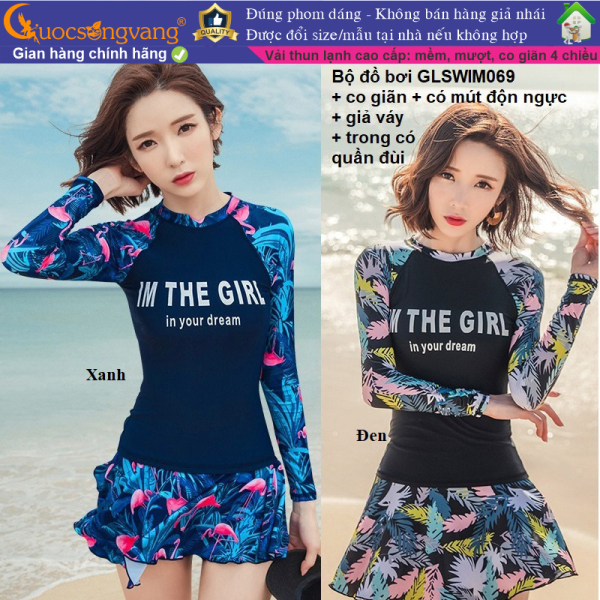 Nơi bán Bộ đồ bơi nữ quần rời giả váy đồ bơi dài tay nữ big size GLSWIM069 Cuocsongvang