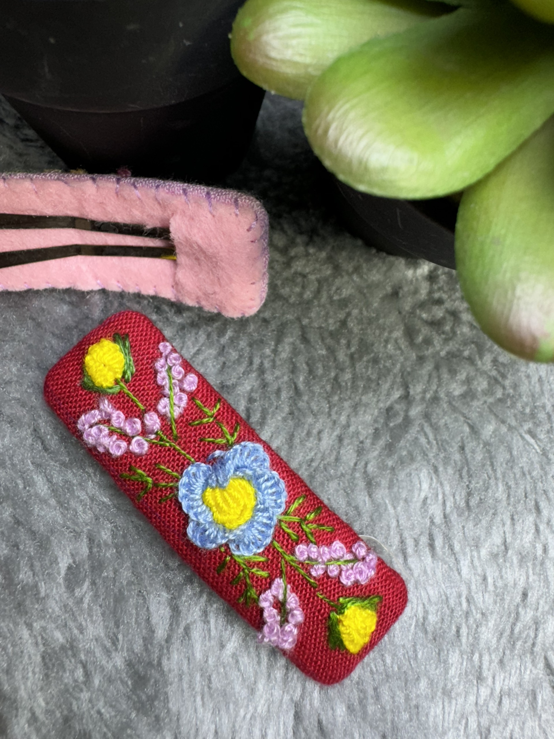 Kẹp Tóc ( Cặp Tóc bẻ ) Thêu Tay cao cấp 7cm Handmade