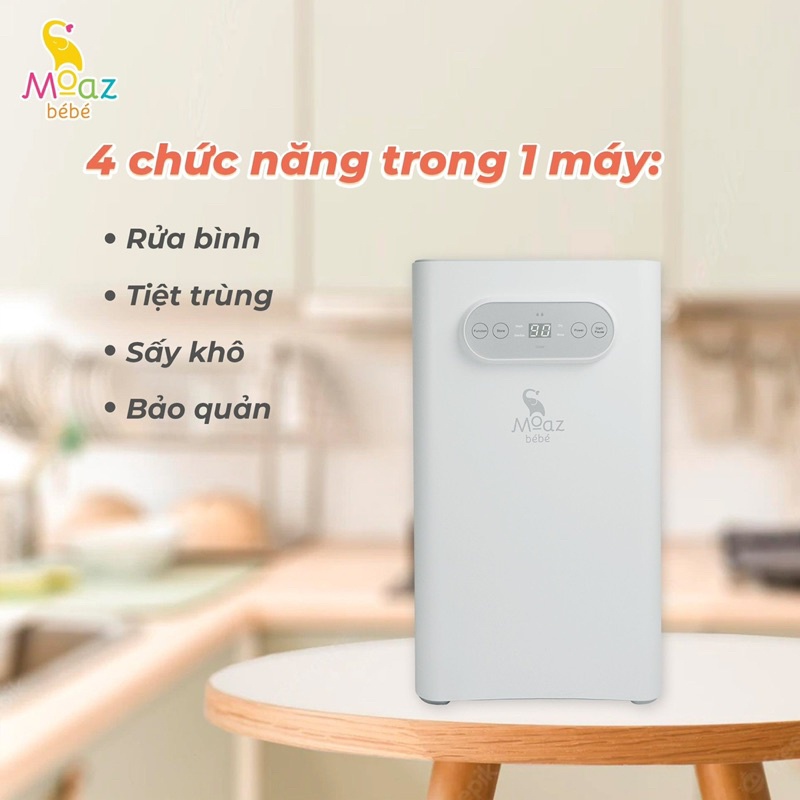 [Tặng balo voi] Máy rửa bình sữa và tiệt trùng Moaz bé bé mb-035