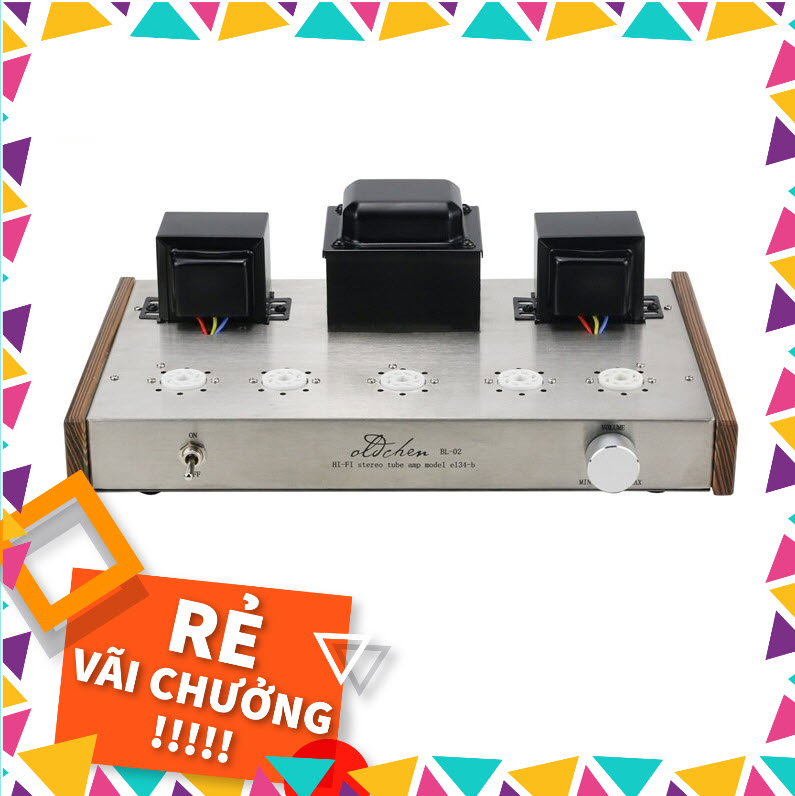 Pre Ampli Đèn - Bộ khuếch Đại Âm Thanh Âm ly Oldchen - EL34 BL2 - 5 Bóng - Màu Bạc