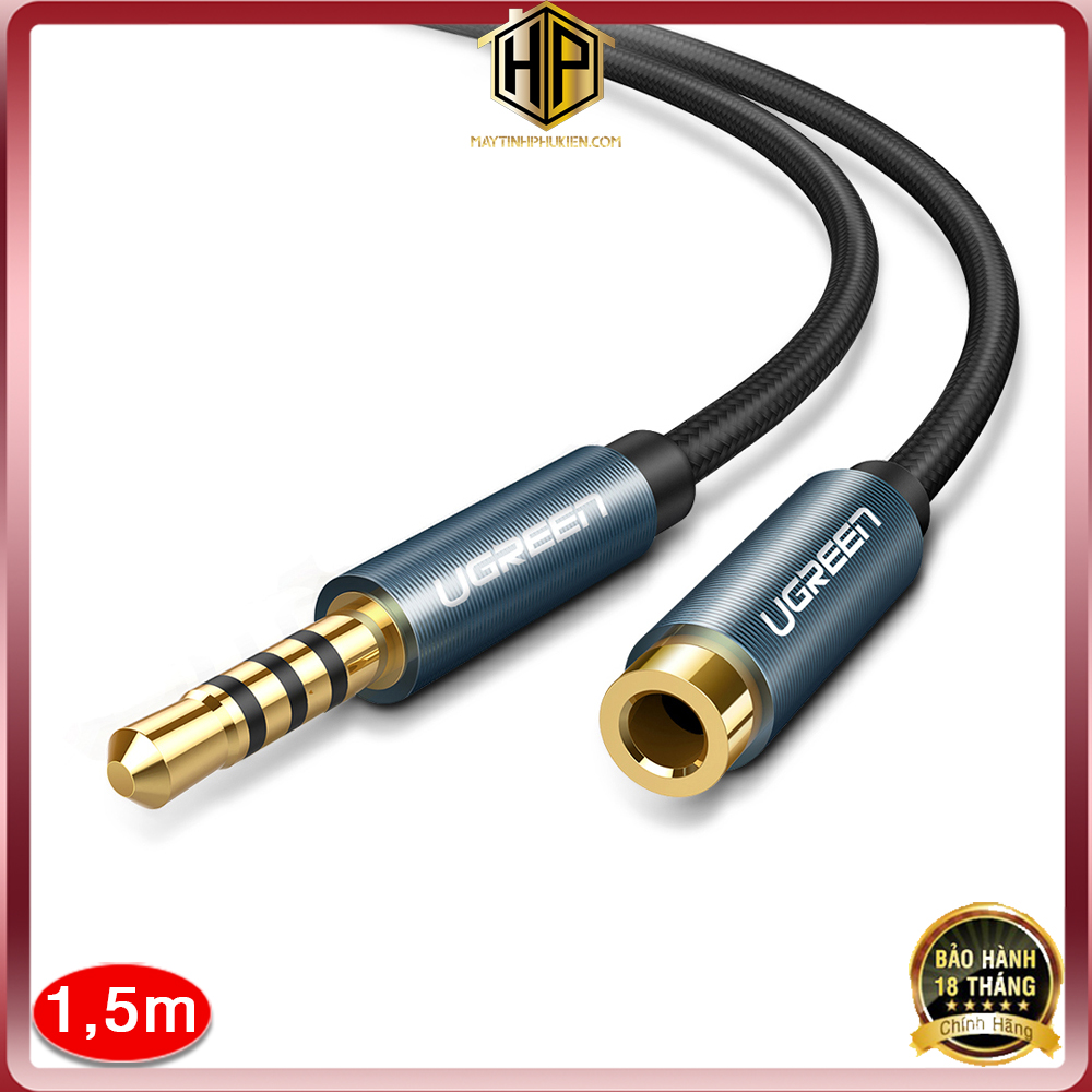 Ugreen 40674 - cáp nối dài loa 1,5m chuẩn 3.5mm 3 nấc hỗ trợ mic