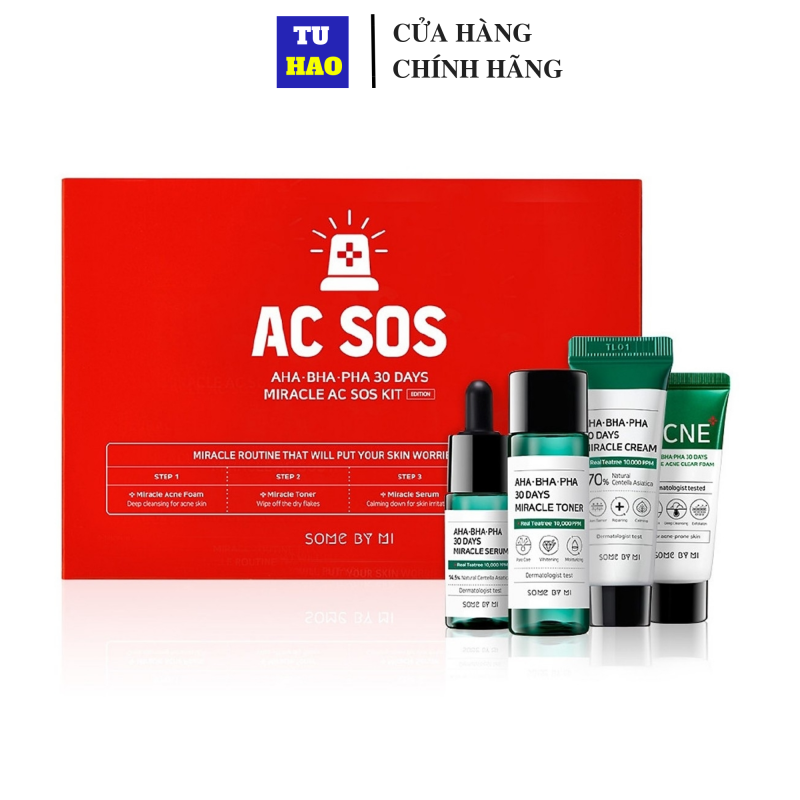 Bộ Kit 4 sản phẩm dưỡng da giảm mụn Some By Mi AHA - BHA - PHA 30 Days Miracle AC SOS Kit giá rẻ