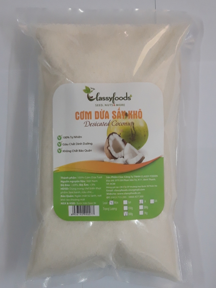 CƠM DỪA SẤY MỊN GÓI 500GR