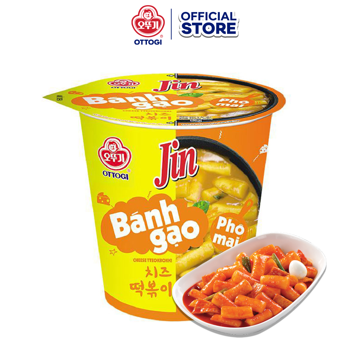 Bánh gạo tokbokki Ottogi Jin vị phô mai ly 82g