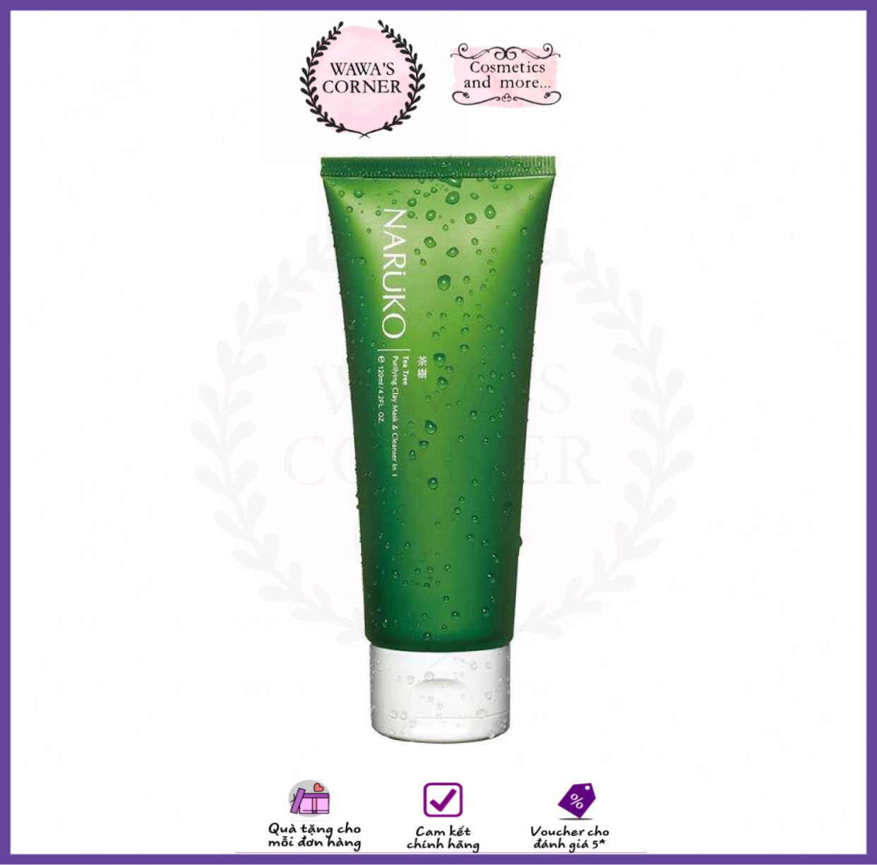 Sữa rửa mặt naruko đất sét 3in1 tràm trà