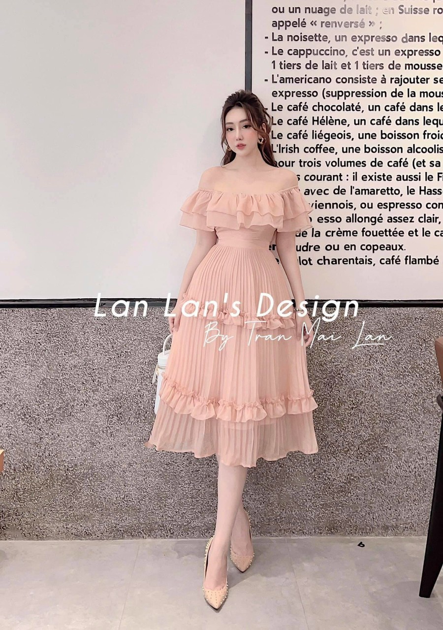 Đầm bẹt vai dập ly,phụng hoàng