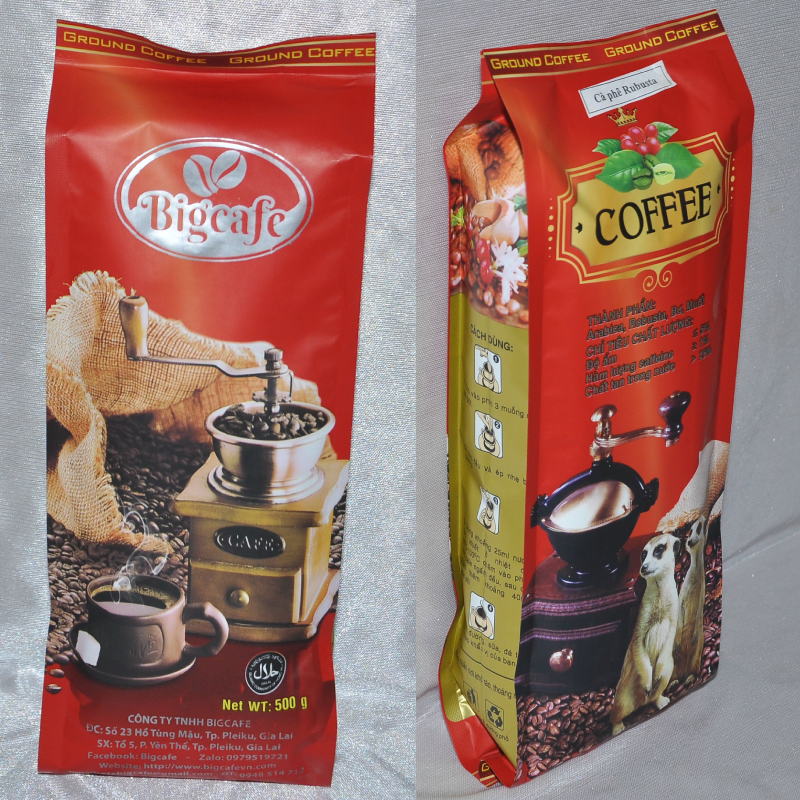 Cà phê rang xay nguyên chất 100% Robusta Bigcafe 500gr