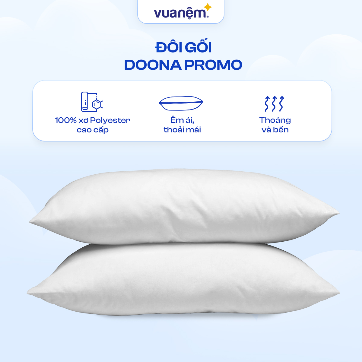 [Quà tặng] Đôi gối Doona Basic kích thước 45*65cm