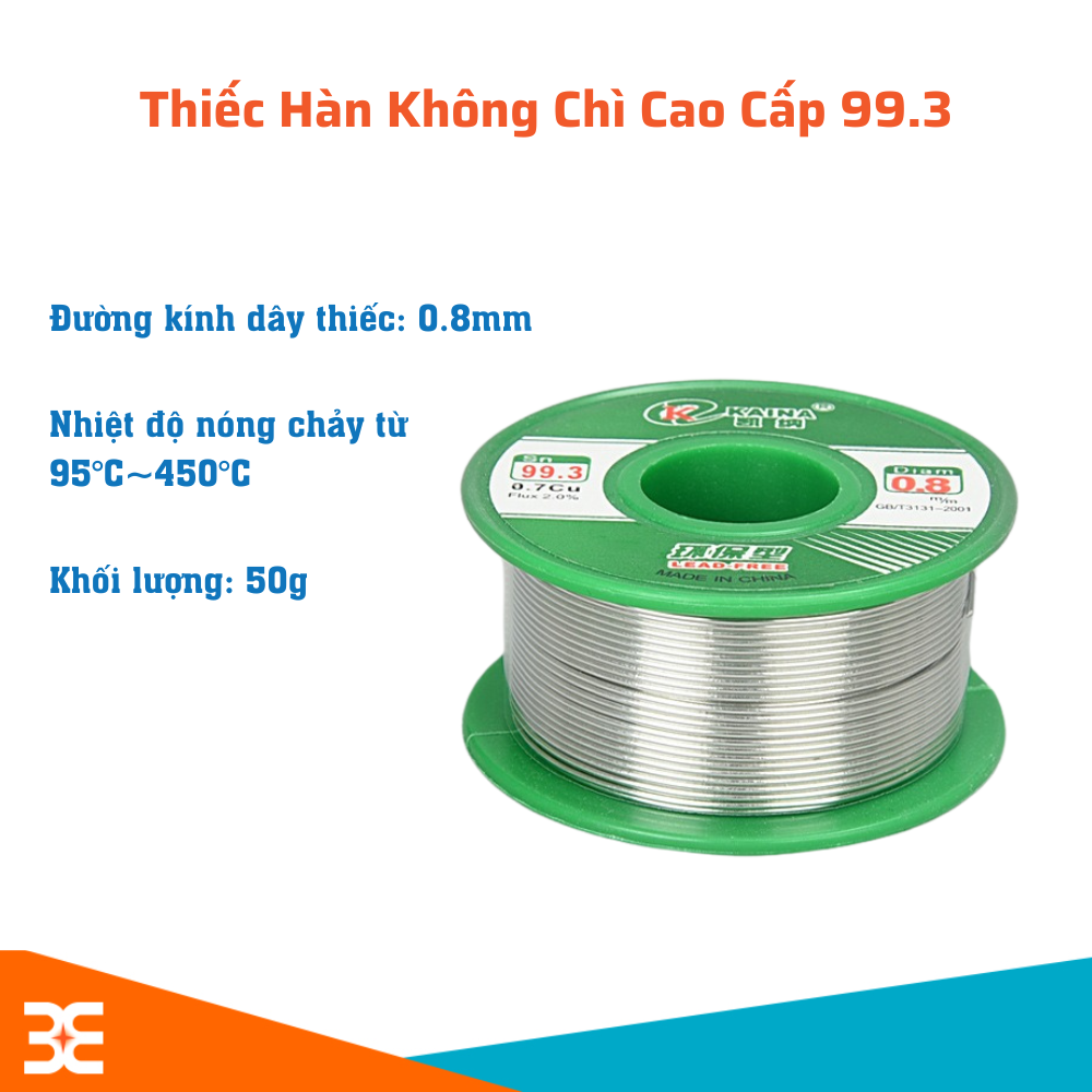 Thiếc Hàn Không Chì Cao Cấp 99.3% 0.8mm 50g