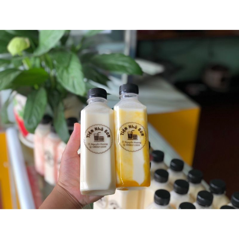 [ RẺ VÔ ĐỊCH ]50 chai trà sữa 330ml vuông nắp đen