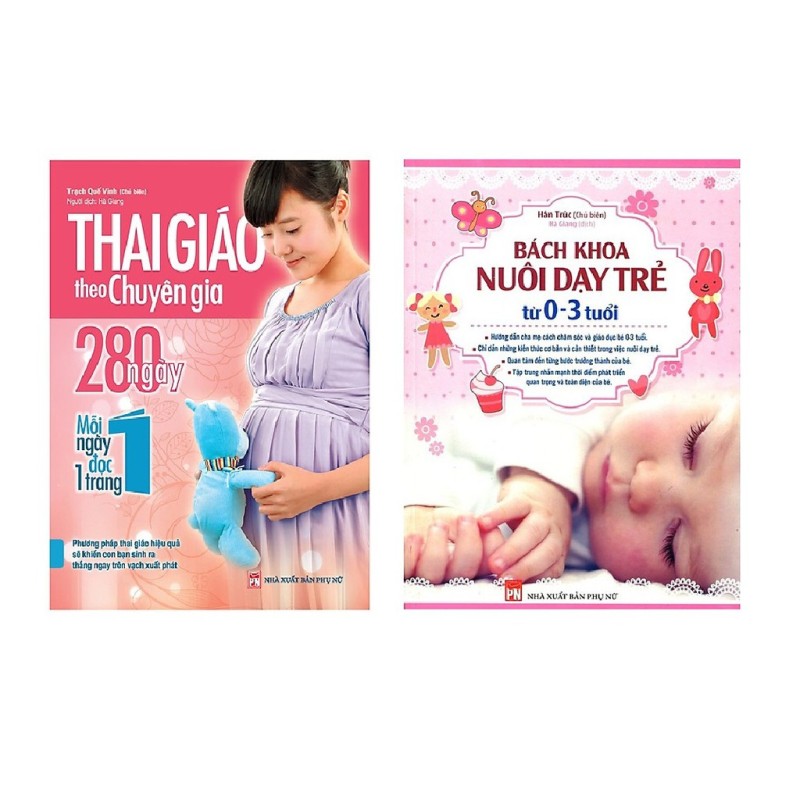 Combo 2 cuốn Sách Thai giáo theo chuyên gia + Bách khoa nuôi dạy trẻ từ 0-3 tuổi- Mhbooks tặng sổ tay